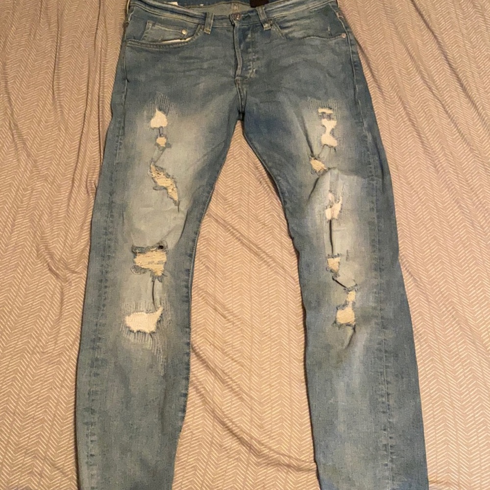 H&M Jeans distressed blue skinny low waist 32 x 32